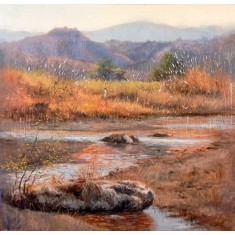 Tahir Bilal Ummi, 36 x 36 Inch, Oil on Canvas, Landscape Painting, AC-TBL-145